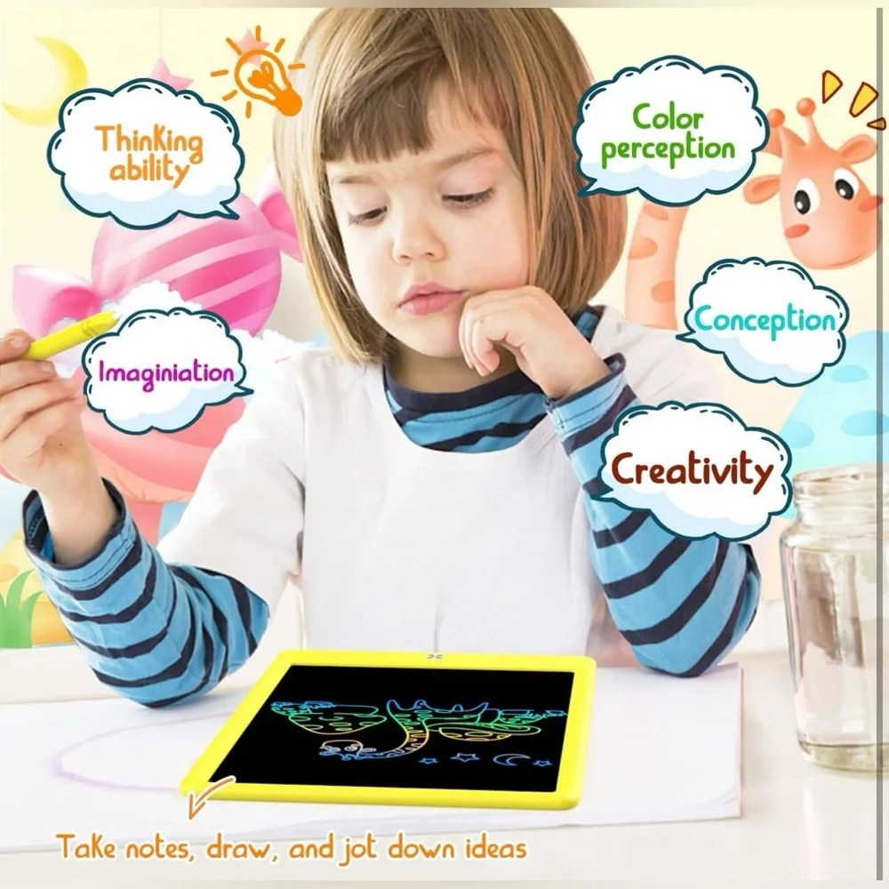 LCD Writing Drawing Tablet 12.5” Doodle Board Pad Toy Colorful Yellow NEW in Box